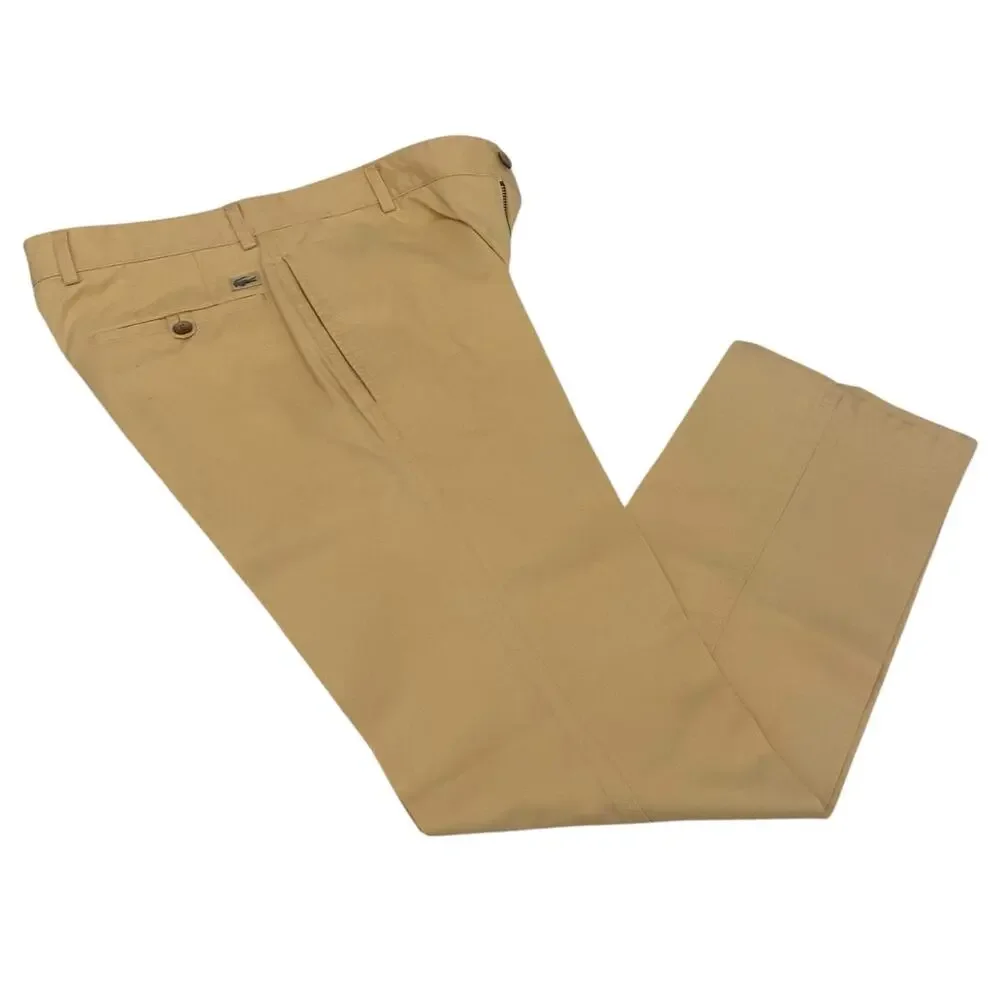 Lacoste Pants Men's Chino Flat Front Size 40 Yellow Regular Fit Made in Peru